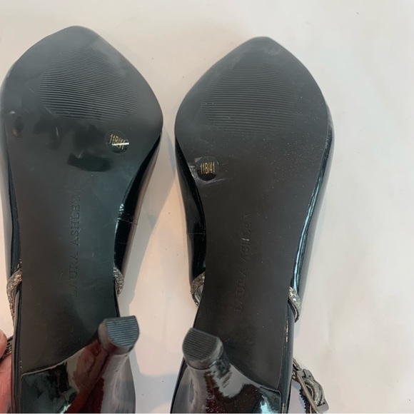 LAURA ASHLEY black/grey patent slingback heels in size 11 brand new, never worn - Picture 10 of 13